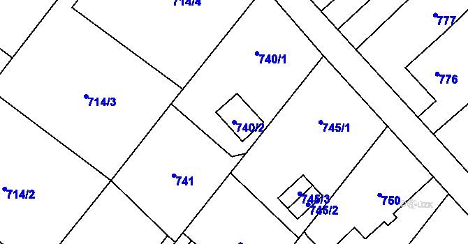Parcela st. 740/2 v KÚ Bartovice, Katastrální mapa