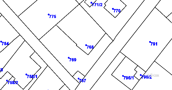 Parcela st. 768 v KÚ Bartovice, Katastrální mapa