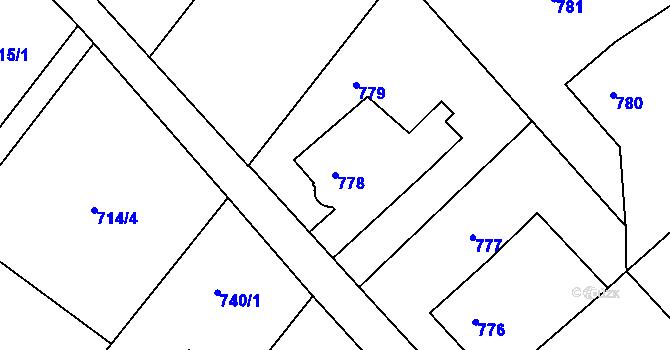 Parcela st. 778 v KÚ Bartovice, Katastrální mapa