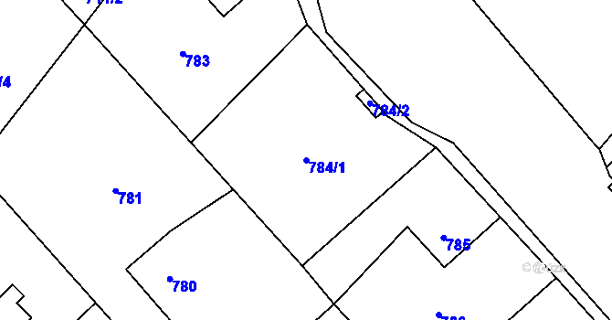 Parcela st. 784/1 v KÚ Bartovice, Katastrální mapa