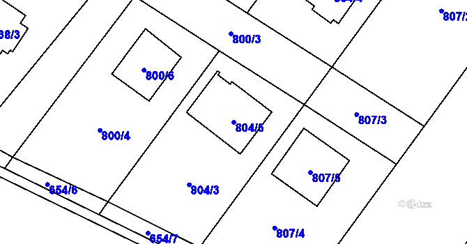 Parcela st. 804/5 v KÚ Bartovice, Katastrální mapa