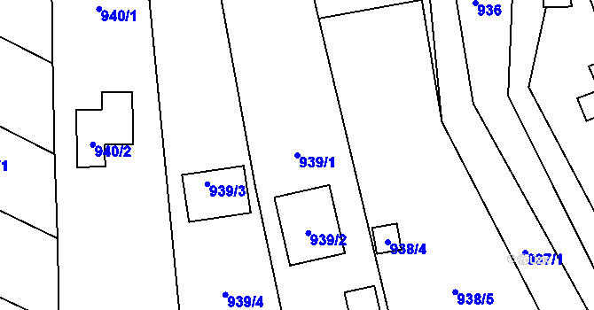 Parcela st. 939/1 v KÚ Bartovice, Katastrální mapa