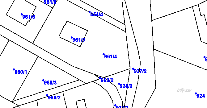 Parcela st. 961/4 v KÚ Bartovice, Katastrální mapa