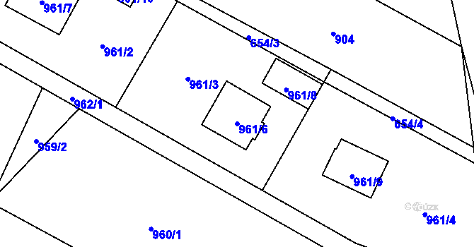 Parcela st. 961/6 v KÚ Bartovice, Katastrální mapa