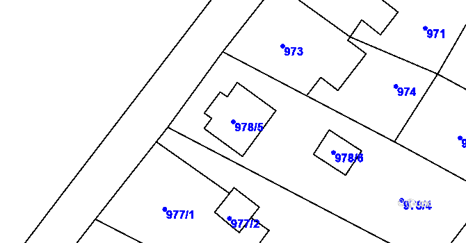 Parcela st. 978/5 v KÚ Bartovice, Katastrální mapa