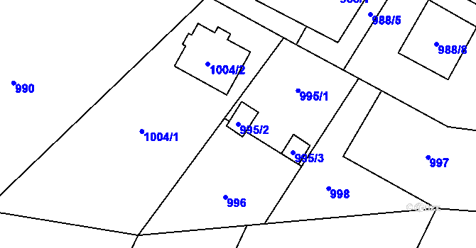 Parcela st. 995/2 v KÚ Bartovice, Katastrální mapa