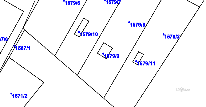 Parcela st. 1579/9 v KÚ Bartovice, Katastrální mapa