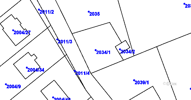 Parcela st. 2034/1 v KÚ Bartovice, Katastrální mapa