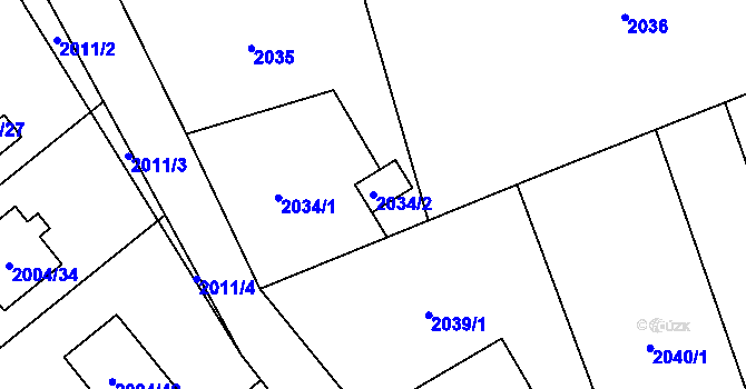 Parcela st. 2034/2 v KÚ Bartovice, Katastrální mapa