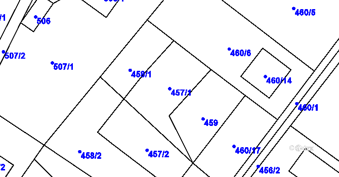 Parcela st. 457/1 v KÚ Bartovice, Katastrální mapa