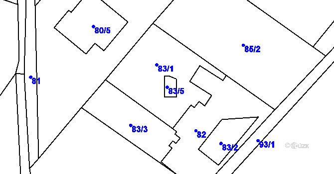 Parcela st. 83/5 v KÚ Bartovice, Katastrální mapa