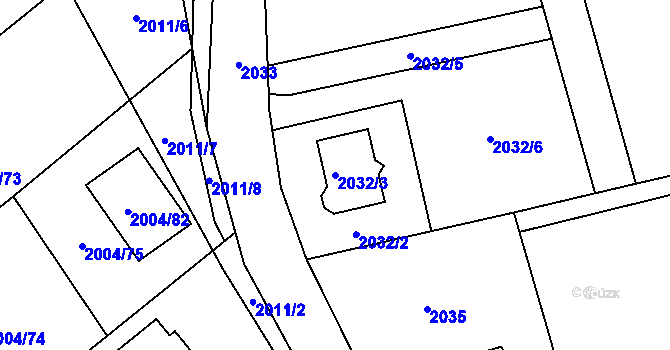 Parcela st. 2032/3 v KÚ Bartovice, Katastrální mapa