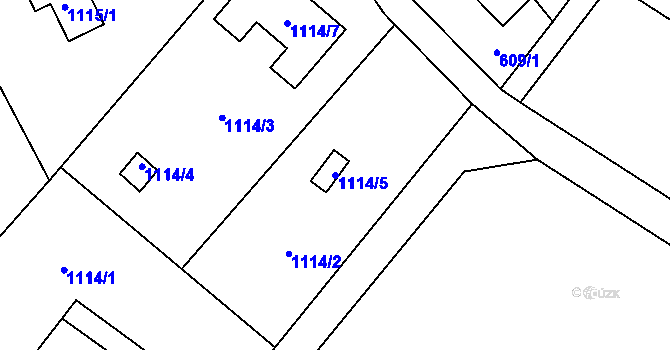 Parcela st. 1114/5 v KÚ Bartovice, Katastrální mapa