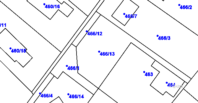 Parcela st. 466/13 v KÚ Bartovice, Katastrální mapa