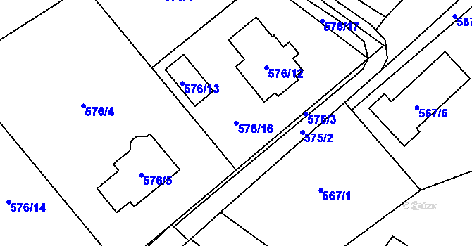Parcela st. 576/16 v KÚ Bartovice, Katastrální mapa