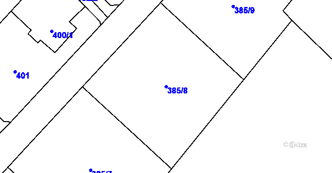 Parcela st. 385/8 v KÚ Bartovice, Katastrální mapa