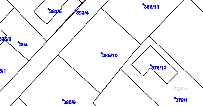 Parcela st. 385/10 v KÚ Bartovice, Katastrální mapa