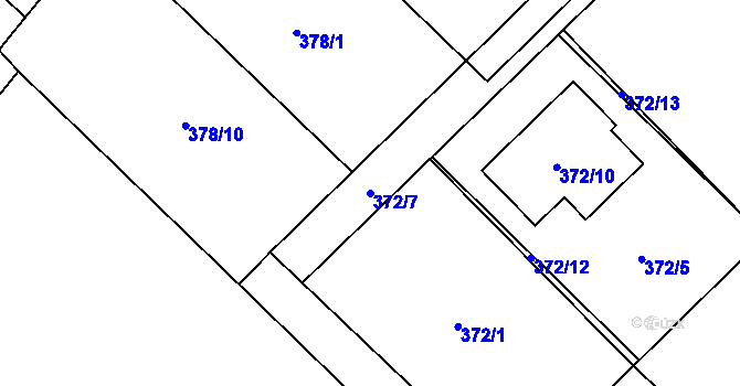 Parcela st. 372/7 v KÚ Bartovice, Katastrální mapa