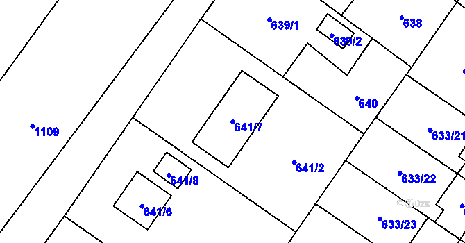 Parcela st. 641/7 v KÚ Bartovice, Katastrální mapa