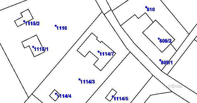 Parcela st. 1114/7 v KÚ Bartovice, Katastrální mapa