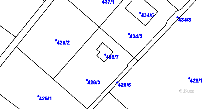 Parcela st. 426/7 v KÚ Bartovice, Katastrální mapa