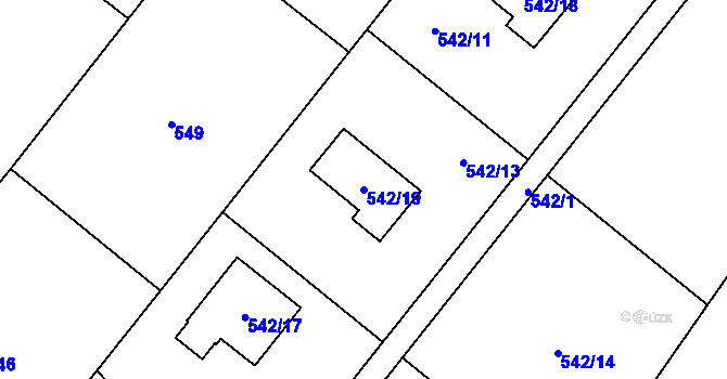 Parcela st. 542/19 v KÚ Bartovice, Katastrální mapa