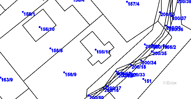 Parcela st. 156/11 v KÚ Bartovice, Katastrální mapa