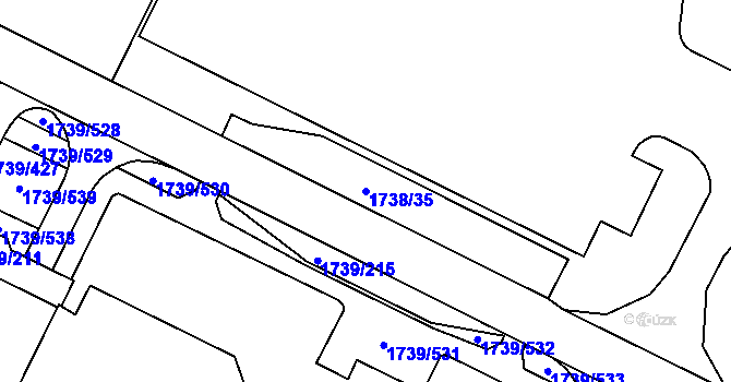 Parcela st. 1738/35 v KÚ Poruba, Katastrální mapa