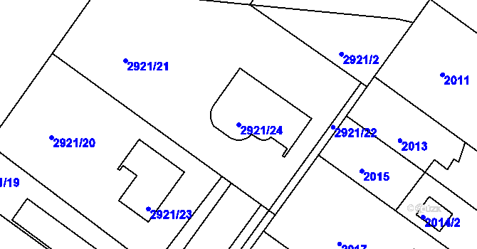Parcela st. 2921/24 v KÚ Poruba, Katastrální mapa