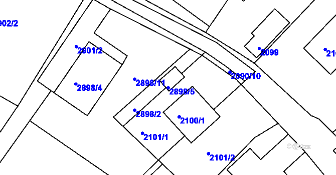 Parcela st. 2898/5 v KÚ Poruba, Katastrální mapa
