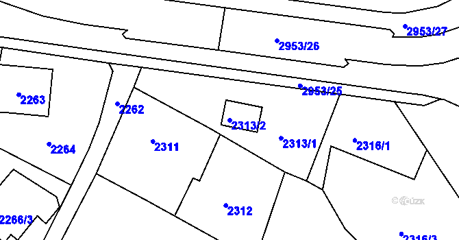 Parcela st. 2313/2 v KÚ Poruba, Katastrální mapa