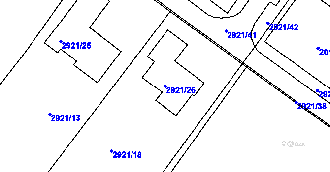 Parcela st. 2921/26 v KÚ Poruba, Katastrální mapa