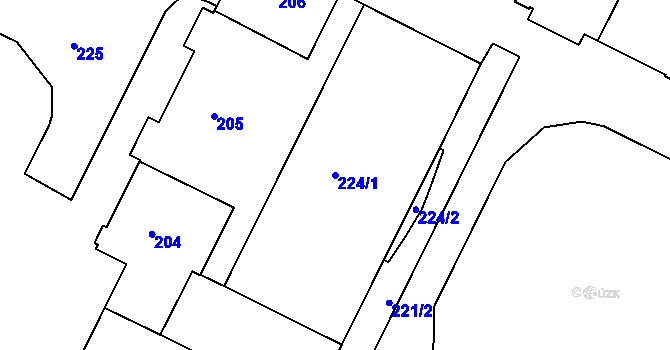 Parcela st. 224/1 v KÚ Poruba, Katastrální mapa