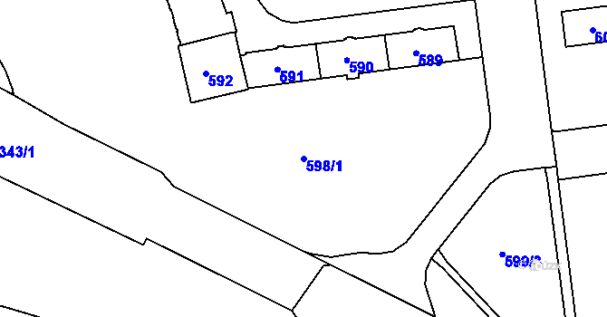 Parcela st. 598/1 v KÚ Poruba, Katastrální mapa