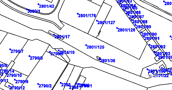 Parcela st. 2801/125 v KÚ Poruba, Katastrální mapa