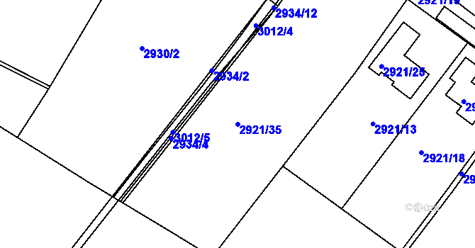 Parcela st. 2921/35 v KÚ Poruba, Katastrální mapa