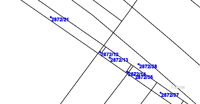 Parcela st. 2872/12 v KÚ Poruba, Katastrální mapa
