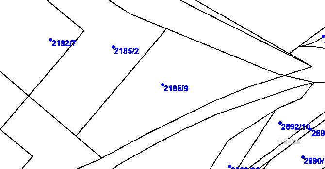 Parcela st. 2185/9 v KÚ Poruba, Katastrální mapa