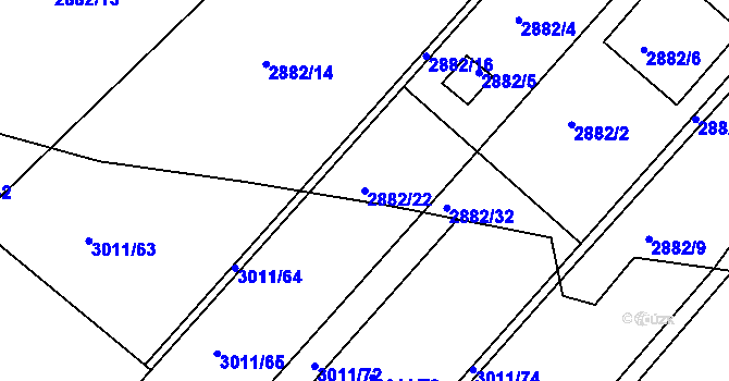 Parcela st. 2882/22 v KÚ Poruba, Katastrální mapa