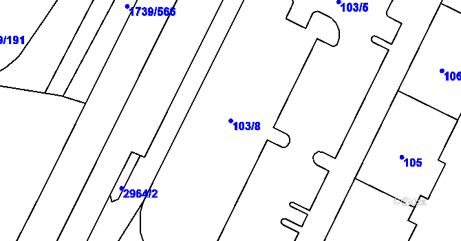 Parcela st. 103/8 v KÚ Poruba, Katastrální mapa