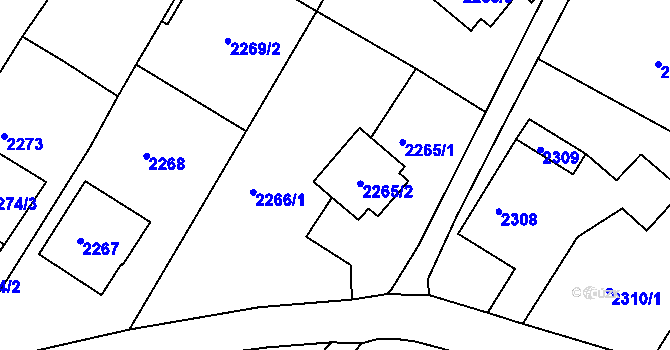 Parcela st. 2266/4 v KÚ Poruba, Katastrální mapa