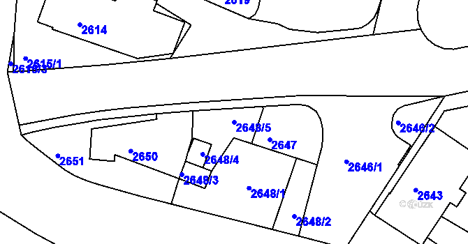 Parcela st. 2648/5 v KÚ Poruba, Katastrální mapa