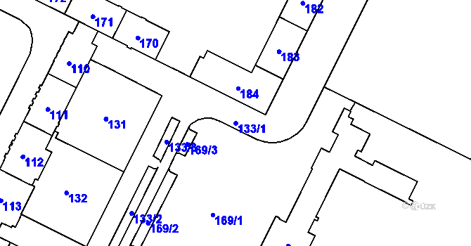 Parcela st. 133/1 v KÚ Poruba, Katastrální mapa