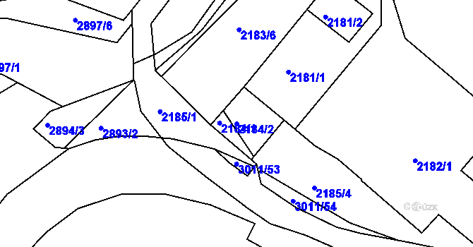 Parcela st. 2184/2 v KÚ Poruba, Katastrální mapa