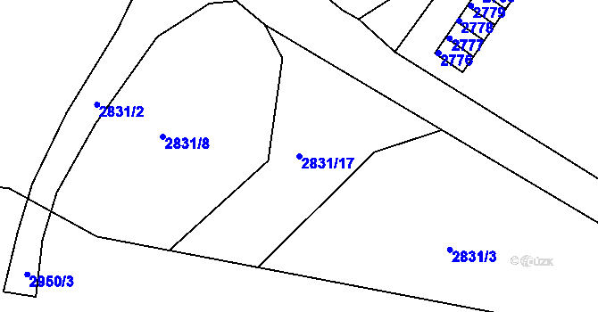 Parcela st. 2831/17 v KÚ Poruba, Katastrální mapa