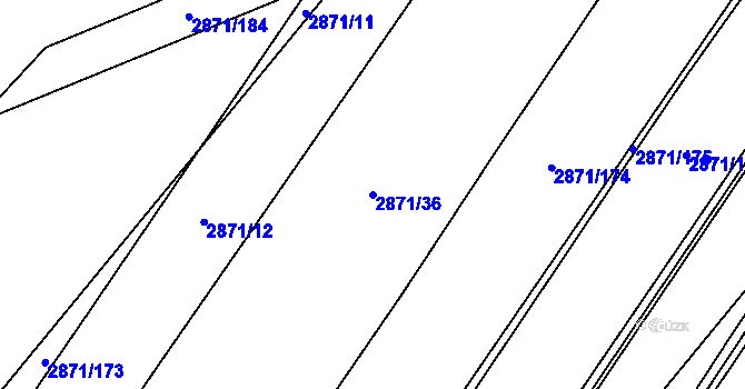 Parcela st. 2871/36 v KÚ Poruba, Katastrální mapa
