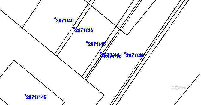 Parcela st. 2871/44 v KÚ Poruba, Katastrální mapa