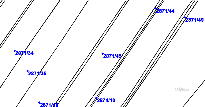 Parcela st. 2871/45 v KÚ Poruba, Katastrální mapa