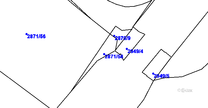 Parcela st. 2871/58 v KÚ Poruba, Katastrální mapa