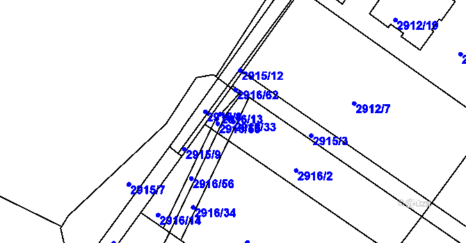 Parcela st. 2916/33 v KÚ Poruba, Katastrální mapa